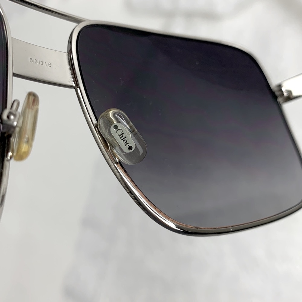 Chloe Vintage Sunglasses Silver wire frame Aviator square Authenticated Rare - Picture 7 of 16